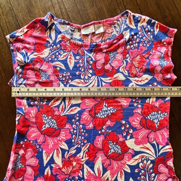 Sigrid Olsen 100% linen floral print rounded hem top size M - Picture 7 of 8